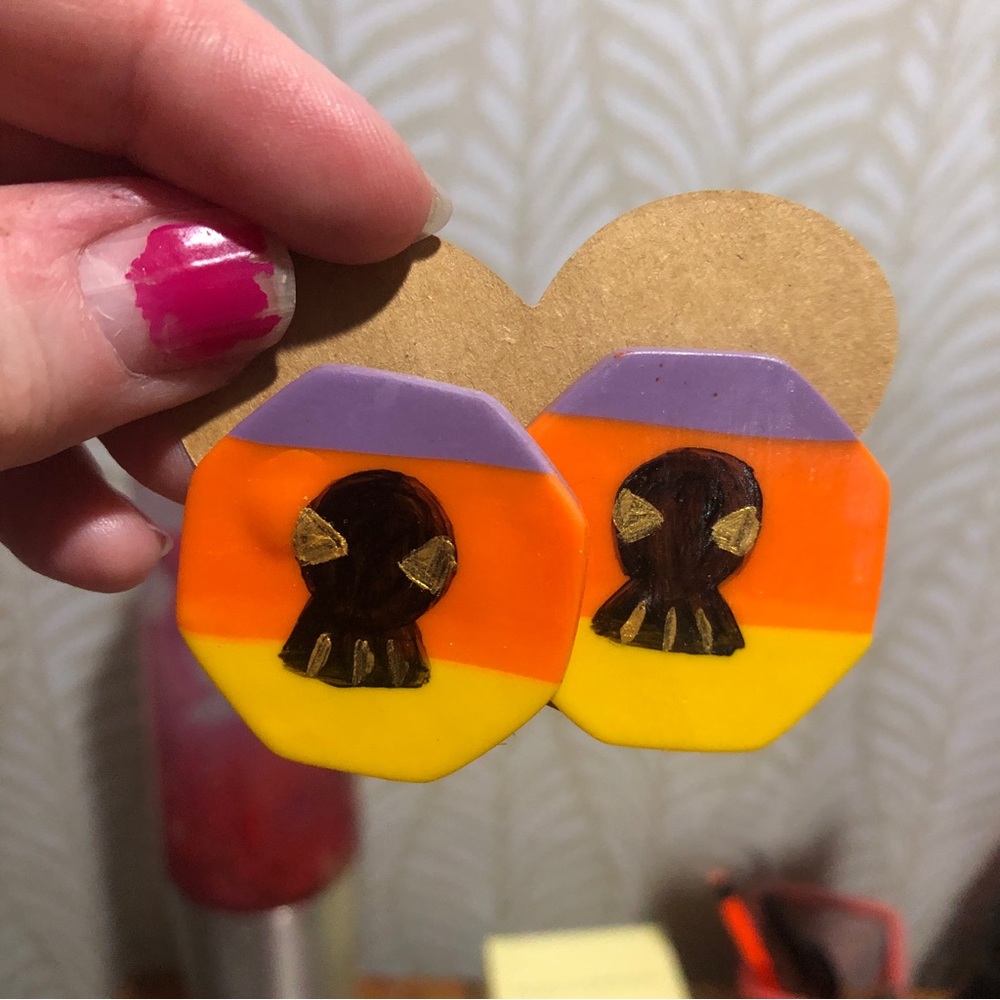 New Halloween Skulls Large Polymer Clay Stud Earrings